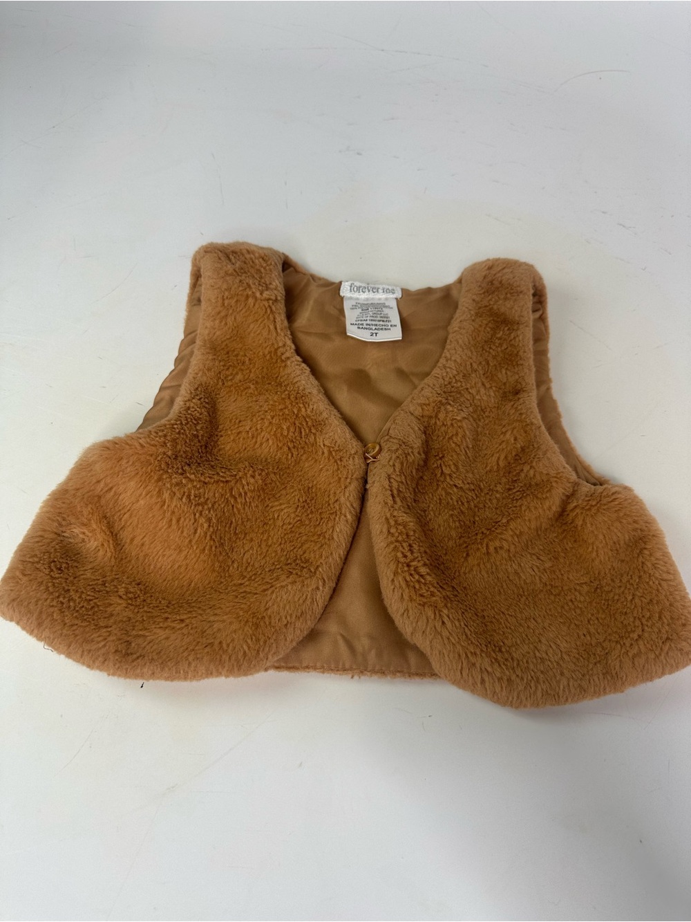 Forever Me Kids Plush Faux Fur Vest - Camel